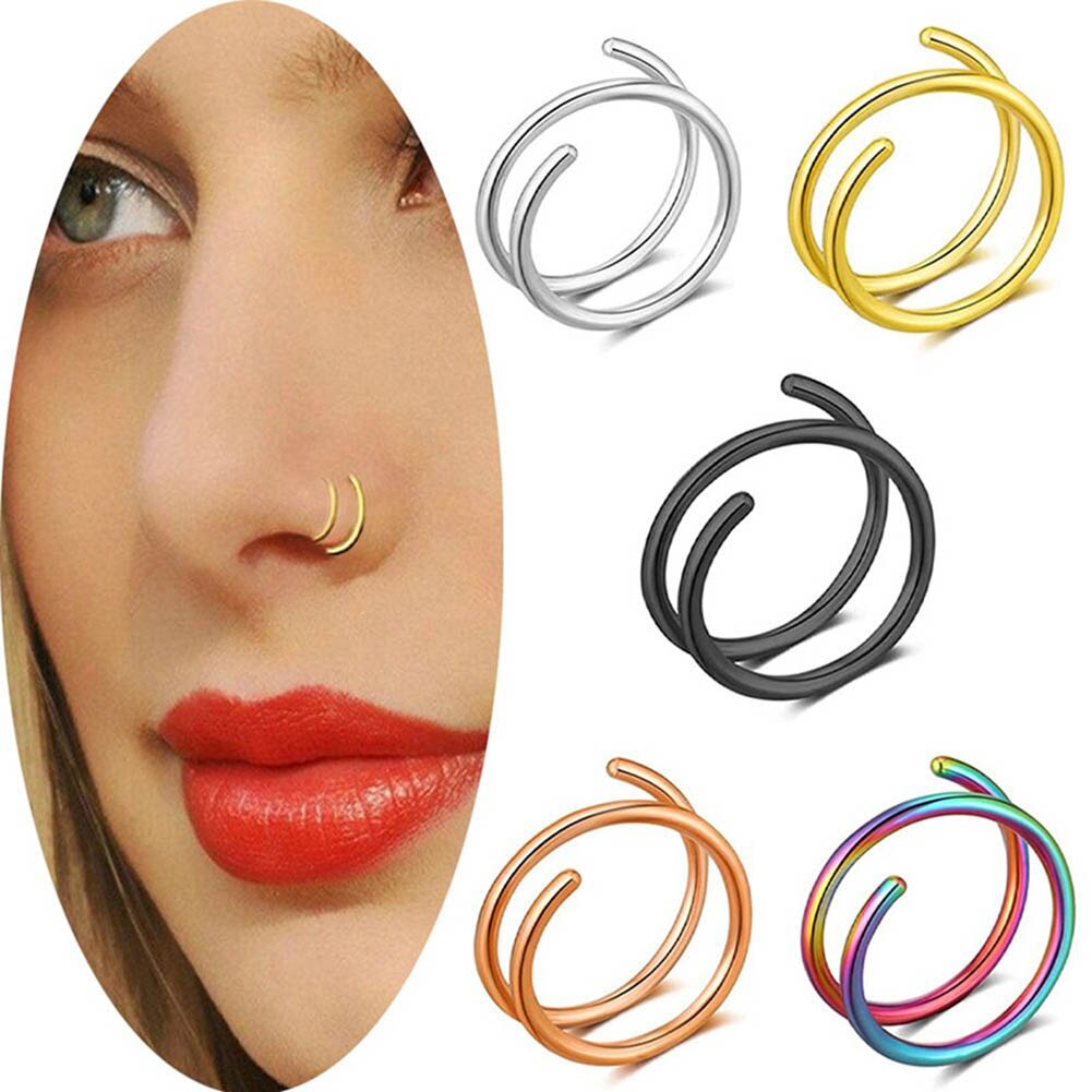 Glossy Dubbele Ronde Neus Ringen Voor Vrouwen Mannen Body Neus Piercing Kraakbeen Sieraden 925 Sterling Zilveren Piercing Nez