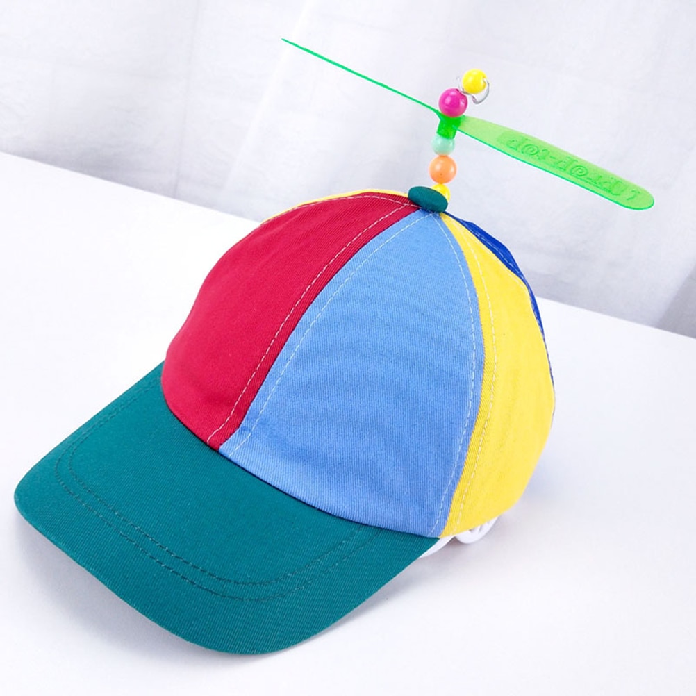Gorra de molino para niños, Polo de bambú, sombrero de juguete con hélices, gorra de béisbol de retales de Color divertido para niño o niña, sombrero de balsa de juguete de Bambú