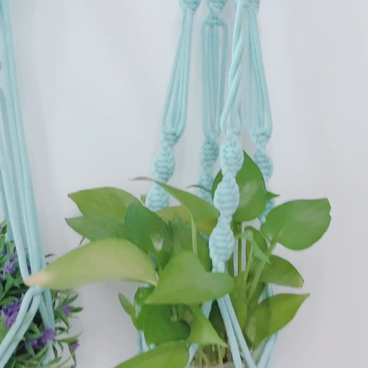 Handgemaakte hangende touwmand, gevlochten plantenhanger, henneptouw bloempotten voor doe-het-zelf tuin, groene vergroening huisdecoratie