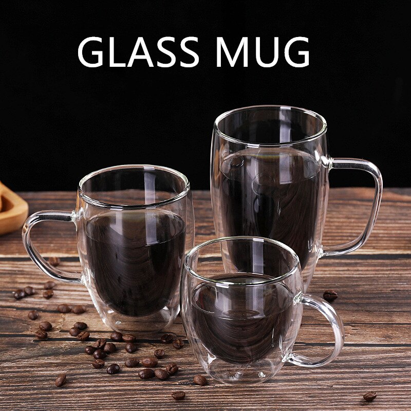 Gennemsigtigt glas kaffekop mælk whisky te øl dobbelt varmebestandig cocktail vodka vin krus drinkware tumbler kopper