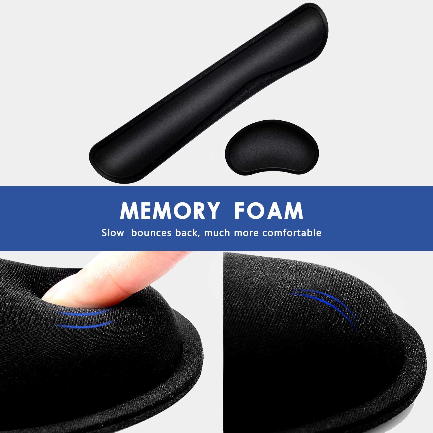 Almohadilla de reposamuñecas para teclado mecánico, juego de almohadillas de espuma viscoelástica para Reposabrazos de ordenador de oficina y portátil