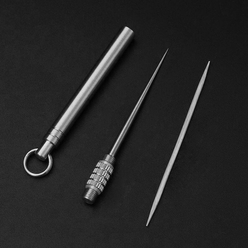Cure-dents multifonctionnel en métal, voyage, fourchette à fruits Portable, accessoire de nettoyage des dents avec support, fil dentaire