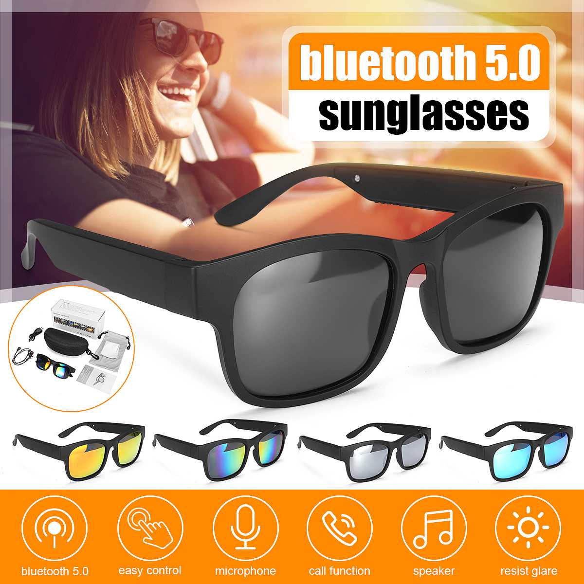 Smart bluetooth Glasses Bone Conduction bluetooth Smart Sport Headphone Sunglasses bluetooth Driving goggles Audio Headset glass