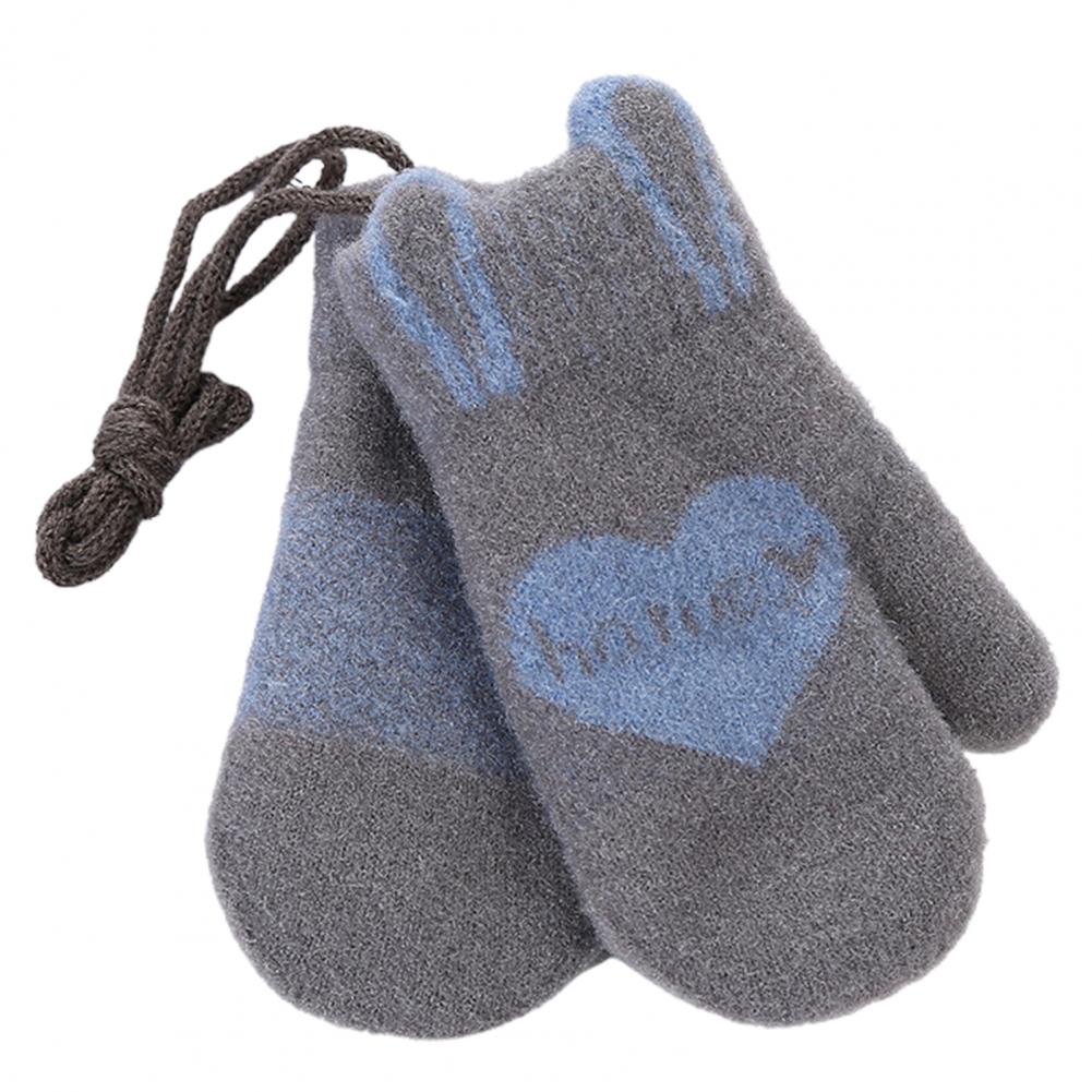 Enfants hiver mignon amour coeur motif miel lettres tricoté gants mitaines