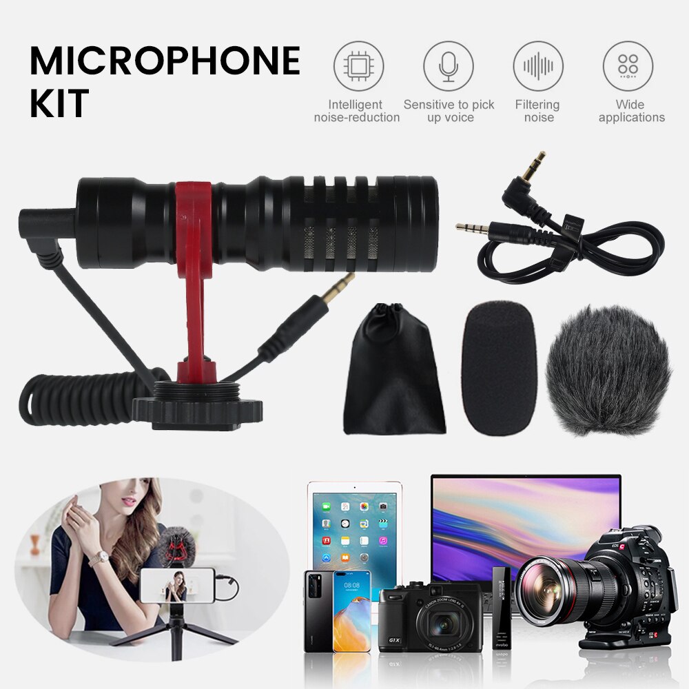 Condenser Microphone Kit 3.5mm Plug Home Stereo MIC Universal Recording Microphone Mic for SLR Cameras Camcorders Voice Recorder