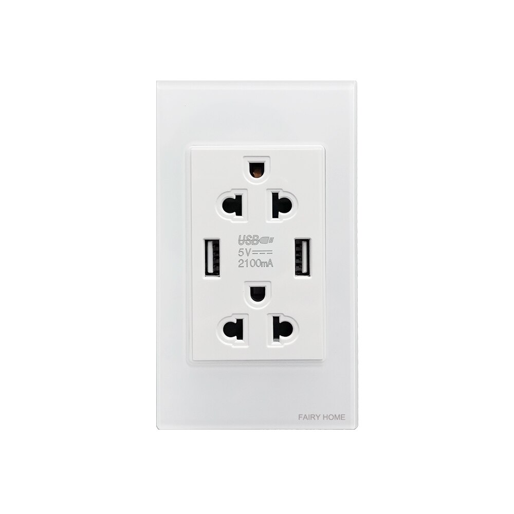 Luxury 2.5D Crystal Glass Panel Wall Socket Multi Function,15 Amp US Universal Standard Duplex Receptacle, 110v-250v Adaptable: Usb Multi Function