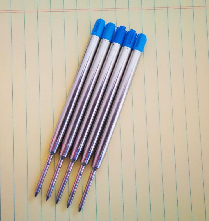 5 pçs/lote Refil Caneta Esferográfica 0.7 MILÍMETROS Azul Bola De Rolo De Tinta Preta Recargas para Supples Escola Escrita Escritório: Blue