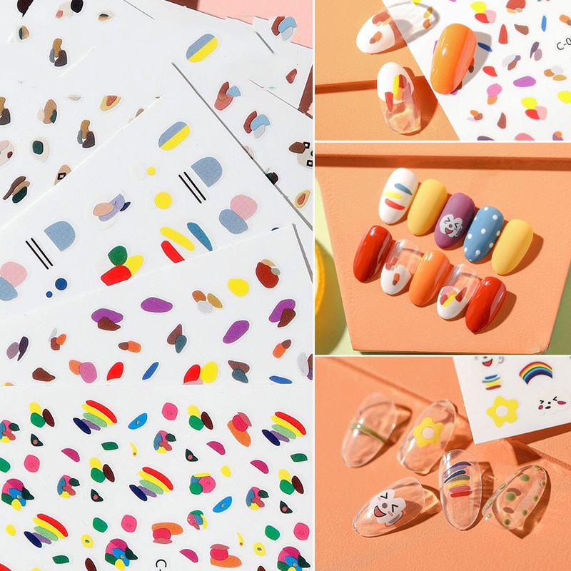 1 vel 3d nagelstickers in felle, kleurrijke regenboogvorm voor nagels, stickers voor decoraties met nagels, manicure  z0214