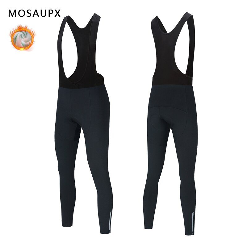 MOSAUPX Winter Warm Cycling Pants Men Thermal FLeece Tights Pro Team Bicycle Trousers MTB Bike Leggings 20D Gel Pad Long Sleeve: 01 / XXL