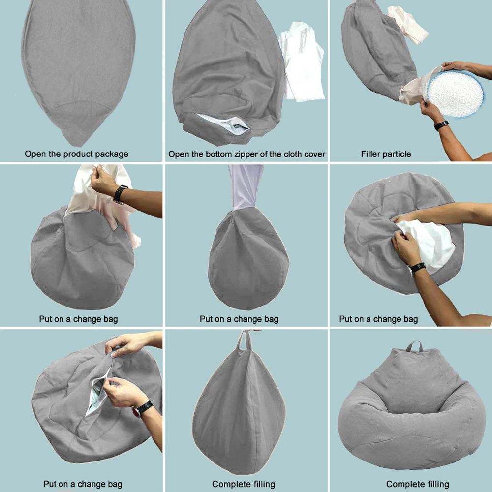 Sofás perezosos sin relleno para adultos, silla tipo Bean Bag, sala de estar sofá para, dormitorio, hogar, Tatami, tumbona, asiento