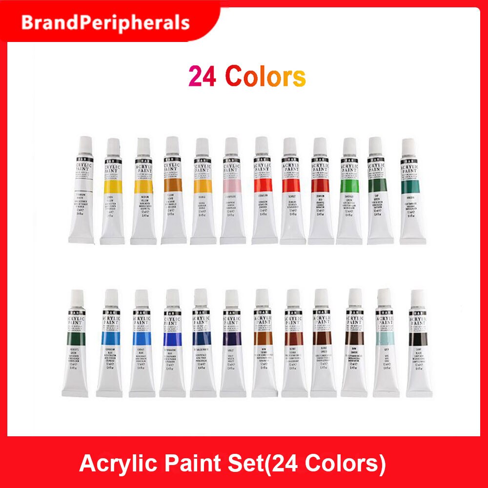 24 Colors Acrylic Paint Drawing Pigment Oil Painting Tube for Artists Beginners Students Drawing Painting Graffiti Art Supplies