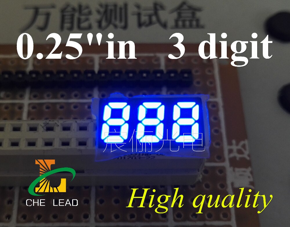 0.25 inch Blue 7 Segment display 0.25" no radix point LED Display 3 Bit Digital Tube Series Voltage Panel Common Cathode