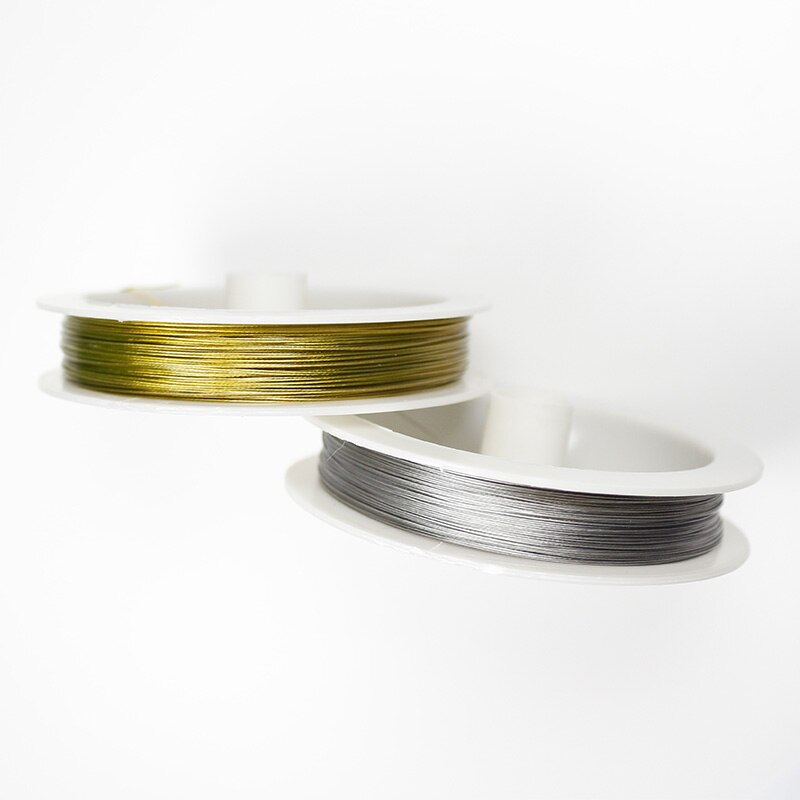 1 rollo de cuerda de alambre de acero/Color dorado 0,3 0,38 0,45 0,5 0,6 0,7 0,8mm, cables de alambre de acero inoxidable, accesorios para fabricación de joyas DIY