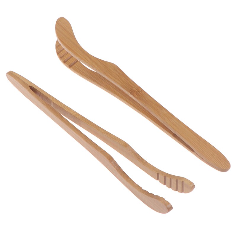 2 uds 18CM tostadora de madera Bagel Bacon exprimidor azúcar hielo té pinzas para té de bambú pinzas para té tostadas de madera Tong