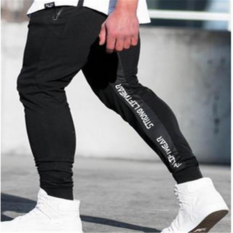 Au mænds sport bukser lange bukser træningsdragt fitness træning joggers gym sweatpant: L / Sort