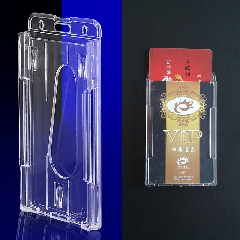 Transparent Double Card &amp; ID Holder Acrylic Plastic ID Badge Bank Card Business Case Clear Credit Cards Protector Cover