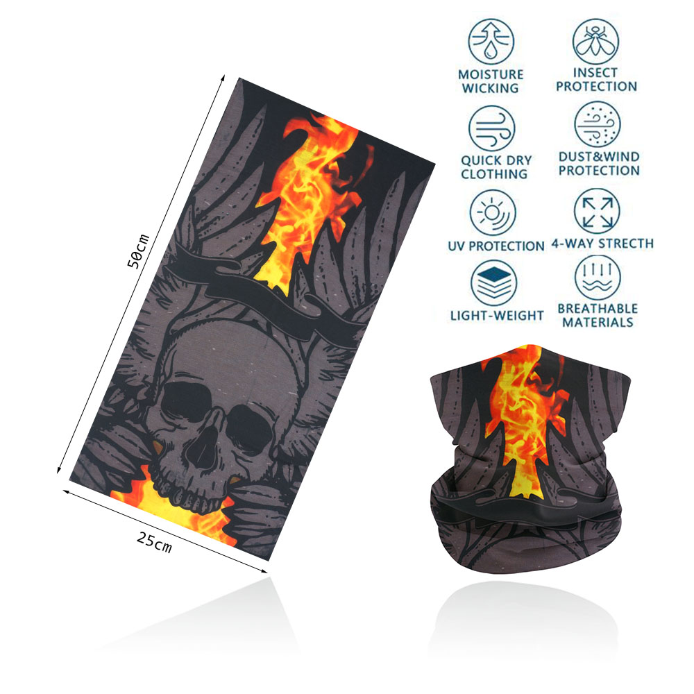Bandana visage crâne pour cyclisme randonnée pêche Protection UV guêtre de cou à séchage rapide hommes femmes squelette impression foulard cagoule: Bleu