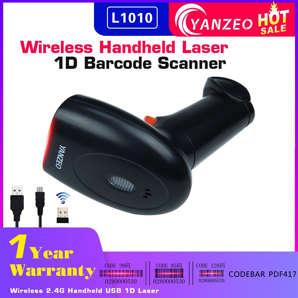 Yanzeo c2000 1d/2d handheld 2.4g scanner de código de barras usb wired qr leitor de código de barras pdf417 ios android: L1010 Wireless 1D