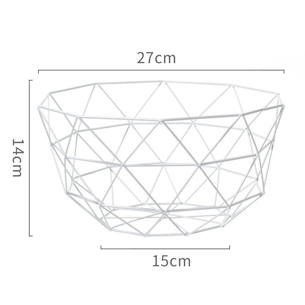 Køkkenkurv container skål metal wire kurv køkken afløbsstativ frugt grøntsag opbevaring holder snack bakke bord opbevaringsskål: B hvid