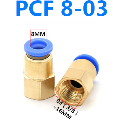 Conector rápido neumático, conexión de aire para 4, 6, 8, 10, 12mm, tubo de manguera de 1/8 ", 3/8", 1/2 ", 1/4", BSP, rosca hembra de latón: 8-03