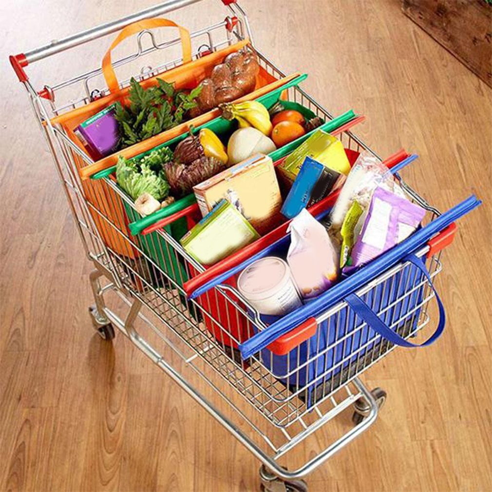 Stormarknad kundvagn väska isolering non-woven väska vagn förvaringsväska 4 delar uppsättning bärbar hållbar