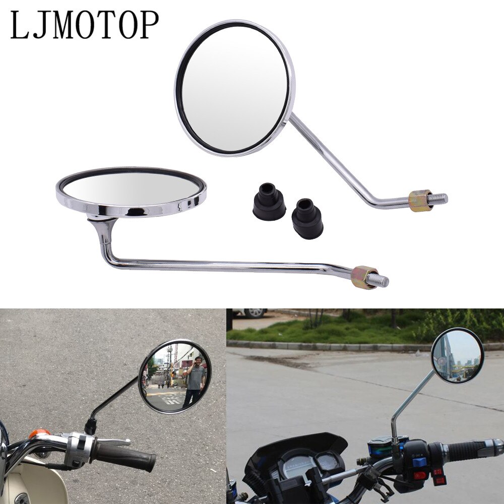 For Suzuki GSR 600 750 GSX S750 R 750 600 SFV SV 650 TL1000S Universal Motorcycle Mirrors Aluminum Chrome Round Mirror Long Stem