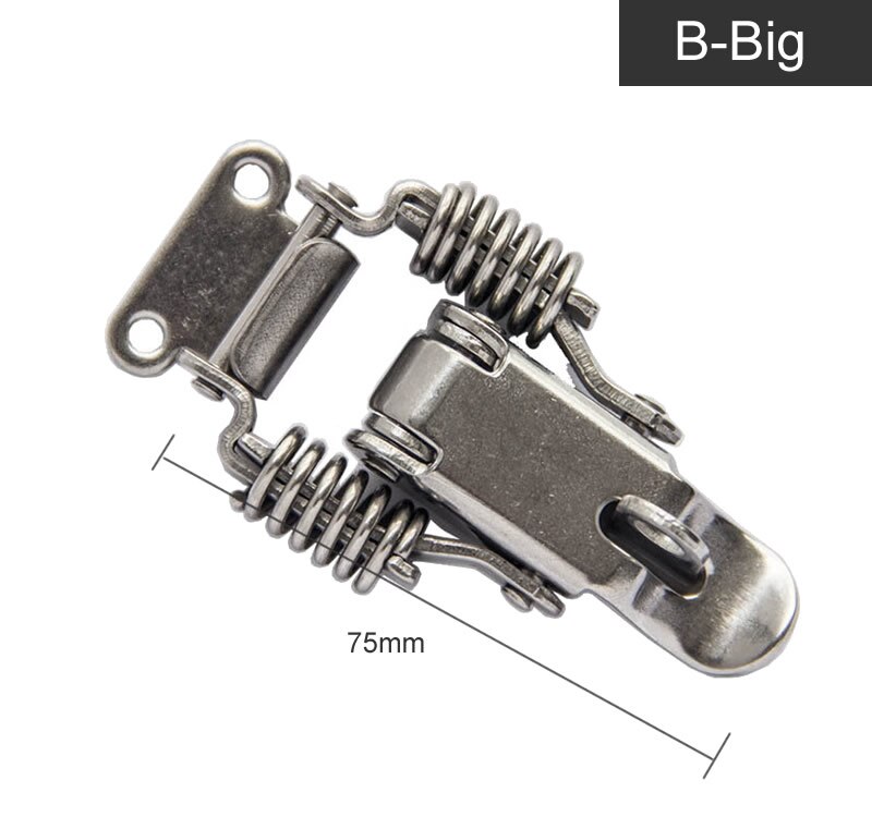 304 stainless steel double spring buckle ,Wooden box Toolbox ,Heavy duty lock,with lock hole,Electromechanical box Accessories: B Big with hole