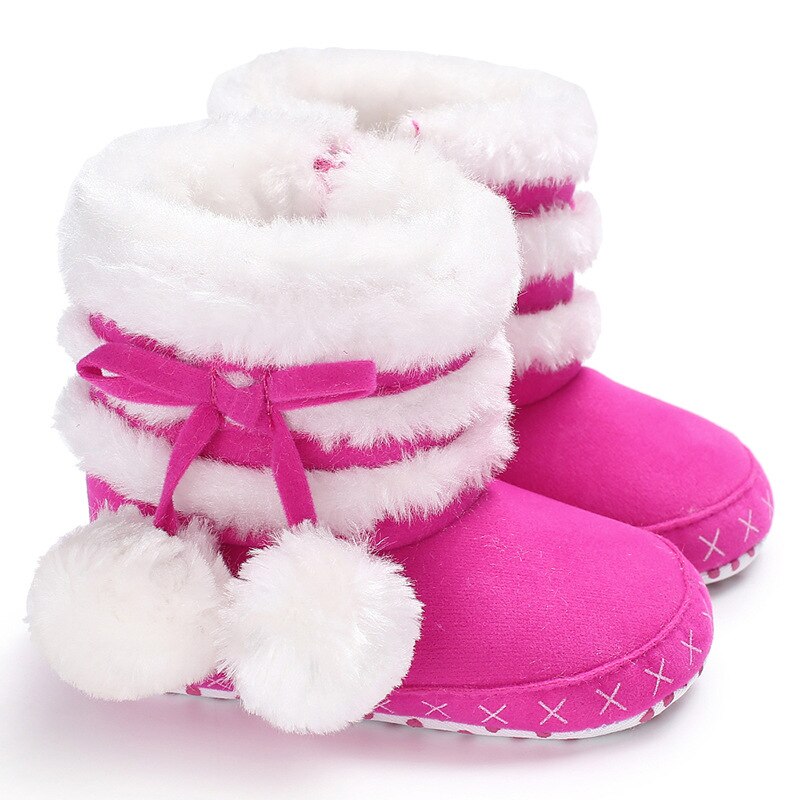 0-18M Nette Schnee Baumwolle Warme Stiefel Infant Weiche Sohlen Neugeborenen Winter Baby Schuhe für Mädchen Anti-slip Weihnachten Booties: Peach / 0-6 Monate