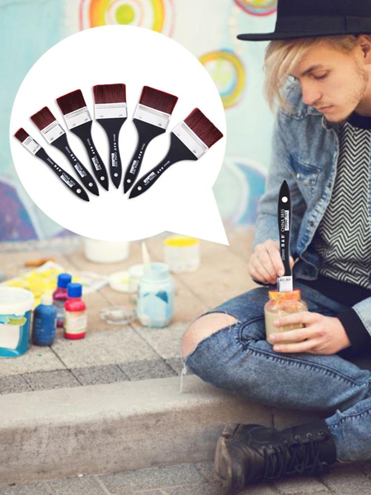 6 størrelser maries akvarel olie kunst pensel nylon hår male kunst pensel let at rengøre træ rengøring pensel til maling