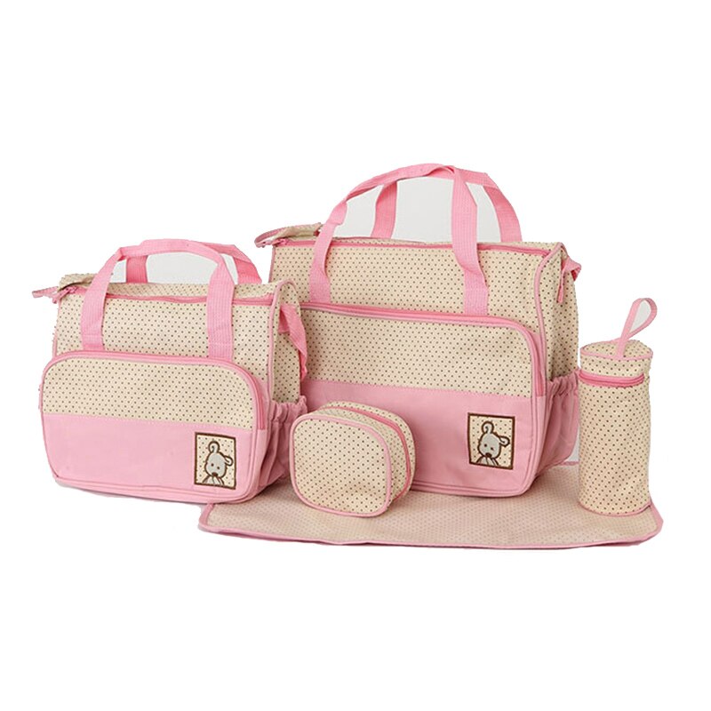 5 Stks/set Luiertas Suits Voor Mom Baby Flessenhouder Mummy Trolley Kinderwagen Luiertas Wandelwagen Moederschap Luiertas Sets: 5pcs TI029K