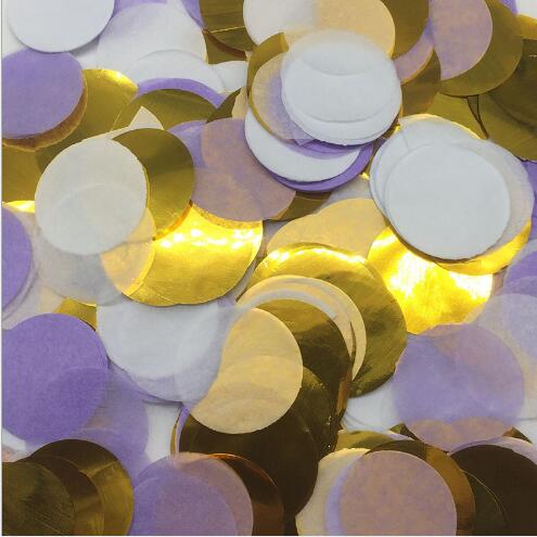 Confettis en papier de soie ronds multicolores, 10x2.5CM, décoration de Table pour fête prénatale anniversaire, ballons: Purple Gold