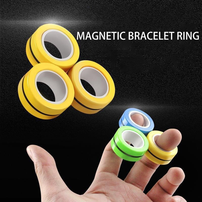 Funny Relief Magnetic Rings Fidget Toys for Anxiety Anti-Stress Roller Fingertip Toys Adult Children Finger Spinner Magic Rings