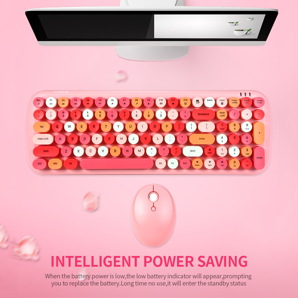 Mofii Candy XR 2.4G Wireless Keyboard Mouse Combo with 100-key Round Keycaps Mixed Color Keyboard 4-key Ergonomic Mouse Green