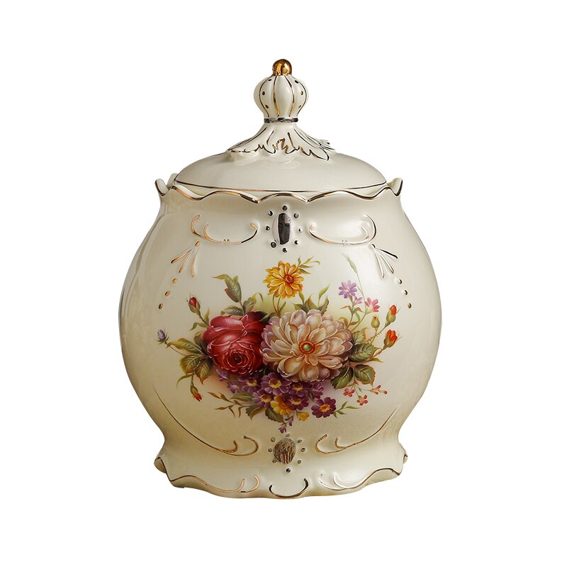 Nordic Luxury Ceramic Storage Jar with Lid Seasoning Jar Kitchen Storage Snacks Candy Jar Table Decoration Cereal Dispenser