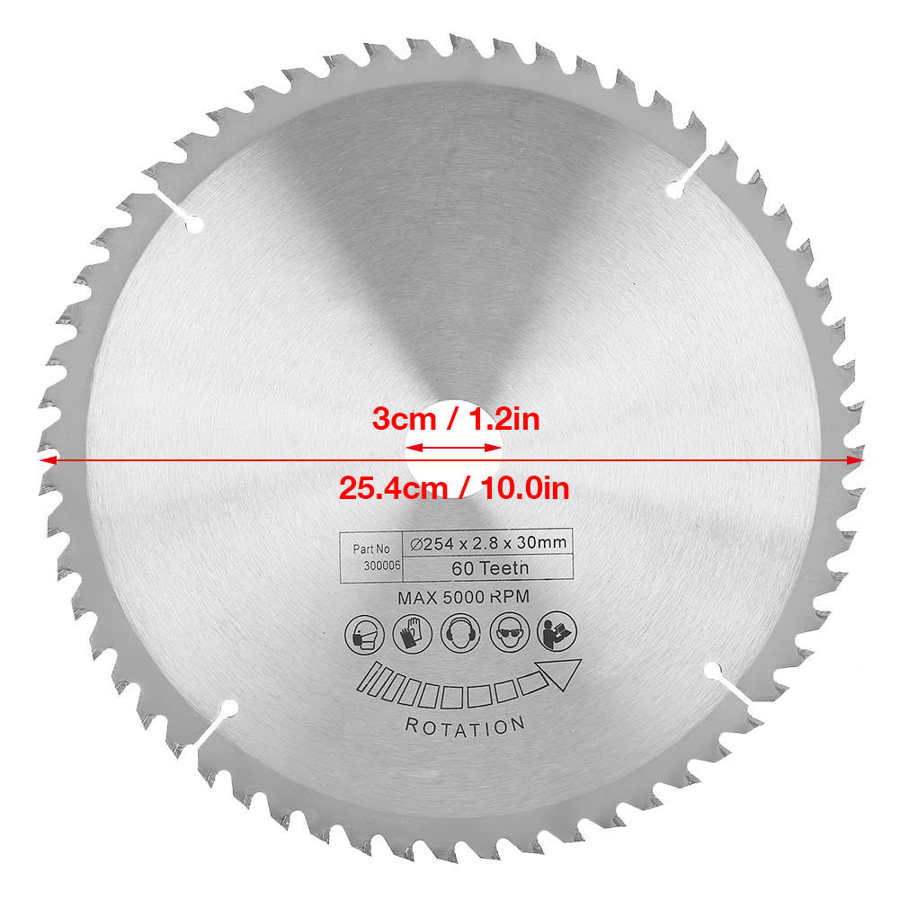 Circular saw blades wear-resistant carbide circular saw blades TCT cutting disc for metal wood plastic 254 * 30 mm 60 teeth for