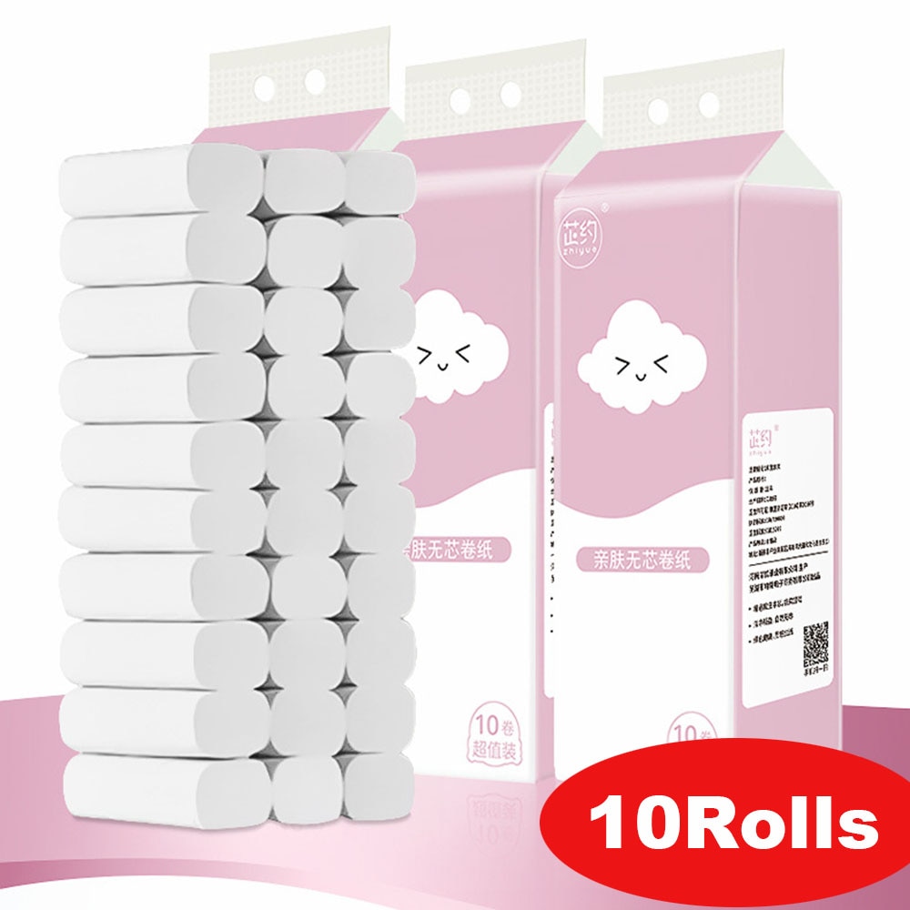 10Rolls Toilet Paper Household Bathroom Tissue Skin-friendly 4 Ply Towels Household Supplies Kitchen paper Health care