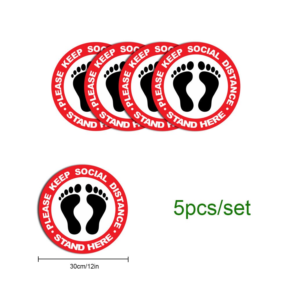 Social Distance Floor Stickers Non-Slip Waterproof Self Adhesive Floor Signs Stickers for Hospital Shopping Malls Bathroom Publi