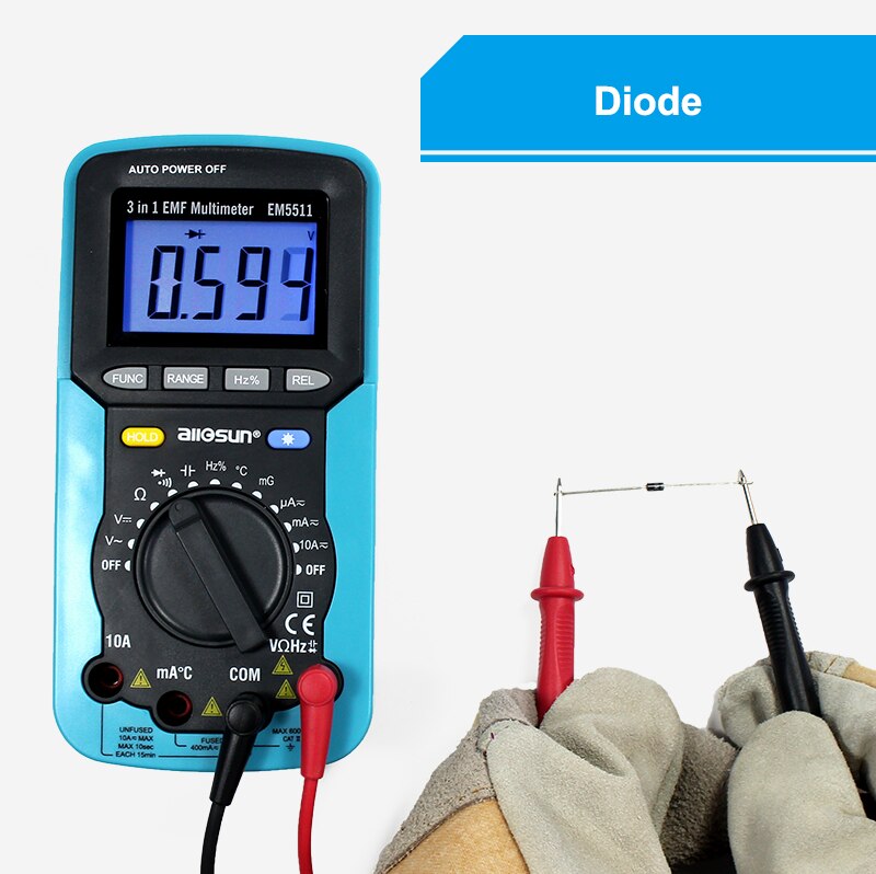 EM5511 Emf Digitale Multimeter 3 In 1 Multimeter Backlight Lcd Display Tester Multifunctionele Multimeters Elektromagnetische Detector