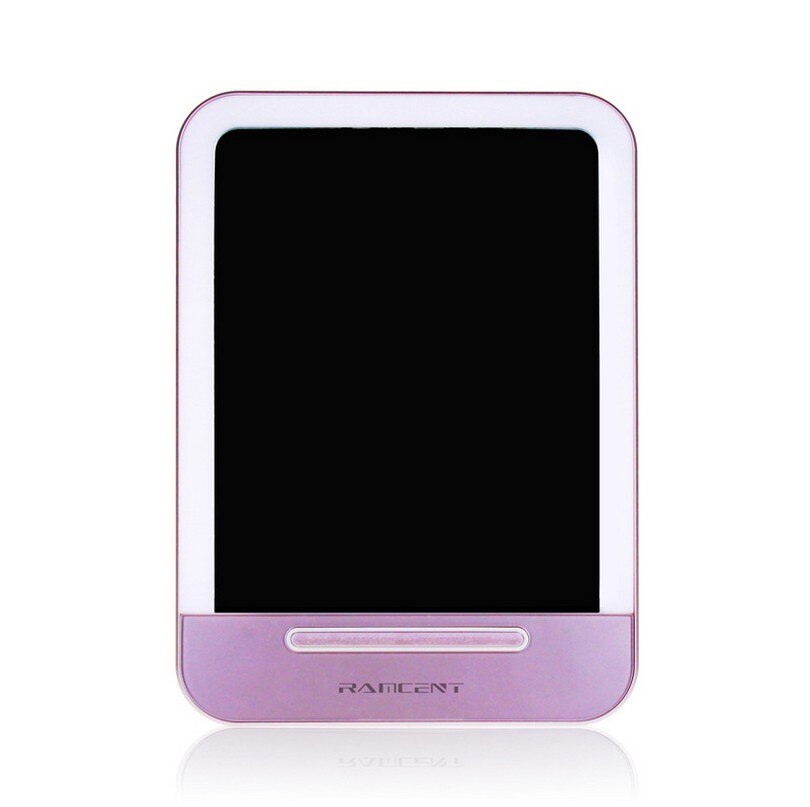 Touch led makeup mirror desktop fill light HD makeup mirror USB charging smart tablet storage mirror Countdown LCD: purple with box