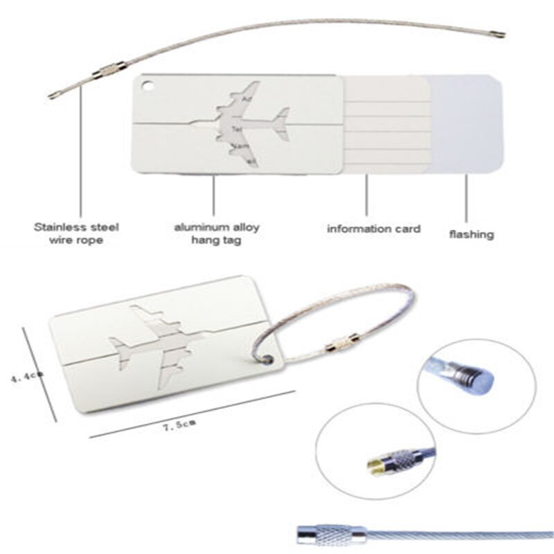 Étiquette de bagage chaude en alliage d'aluminium Air avion valise de voyage nom adresse ID étiquette