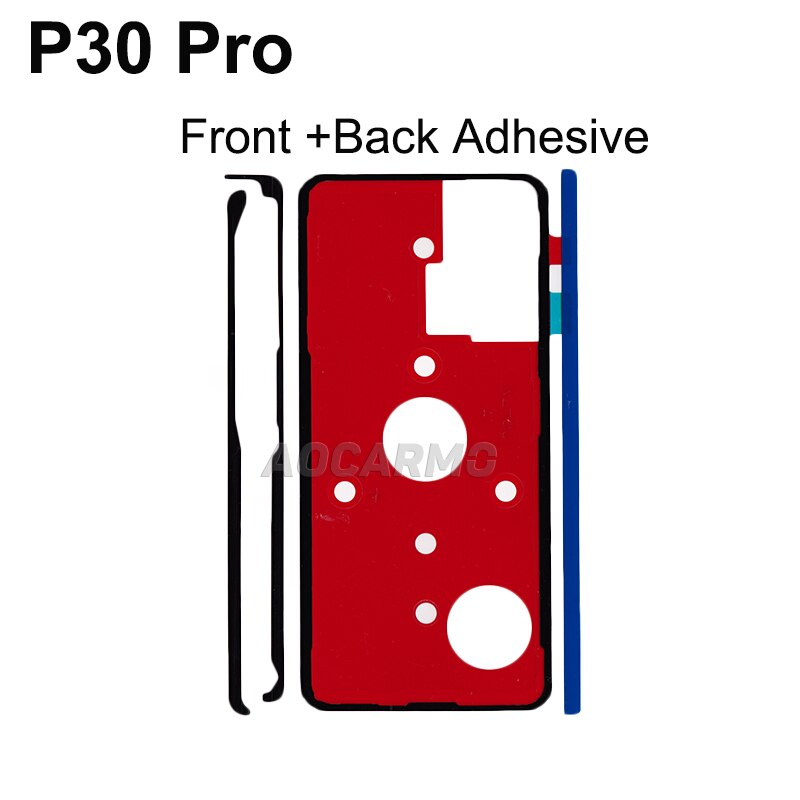 Aocarmo para huawei p30 pro p30p frente display lcd adesivo de volta moldura da bateria capa adesiva porta traseira cola fita: Full Set