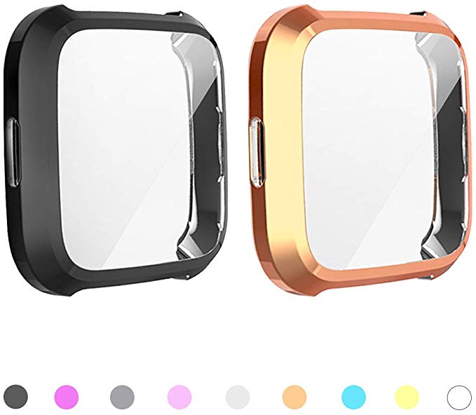 2pack Soft Tpu Case for Fitbit Versa 2 versa Band Waterproof Watch Shell Cover Screen Protector for Fitbit Versa 2: 6