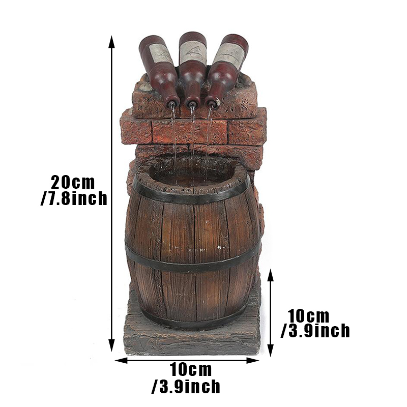 Resin Wine Bottle and Barrel Outdoor Water Fountain Sculpture Rustic Yard &amp; Garden Waterfall Decoration Yard Garden Decor