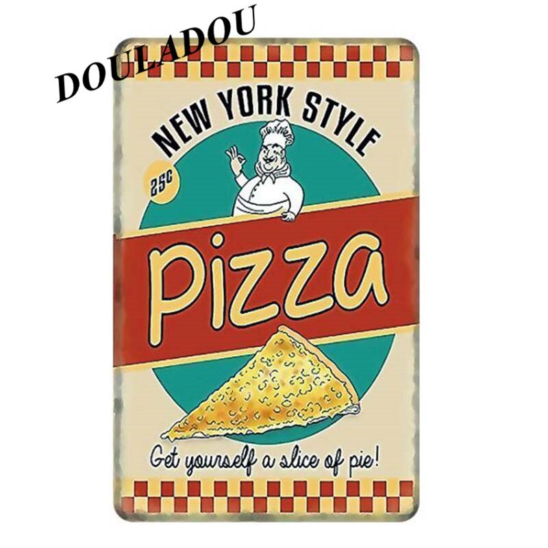 [Douladou] Vintage Pannenkoek Pizza IJS Plaque Tin Teken Cafe Winkel Metalen Teken Poster Bar Club Thuis decoratie 20x30cm