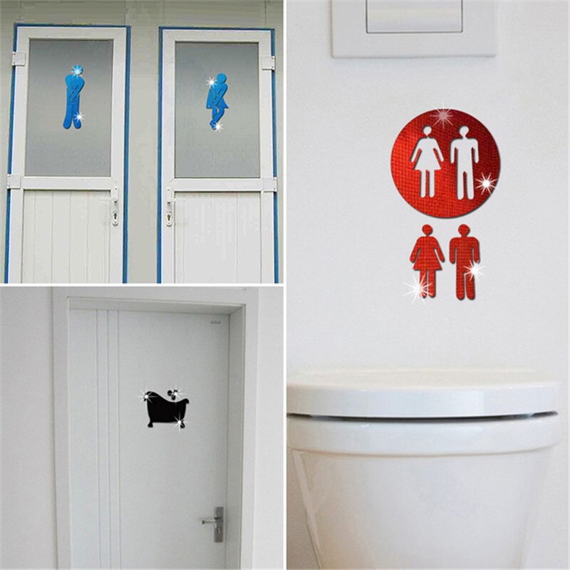 Wc Sliding Sticker Muurstickers Wc Borden Deur Accessoires Acryl Diy ... – Grandado