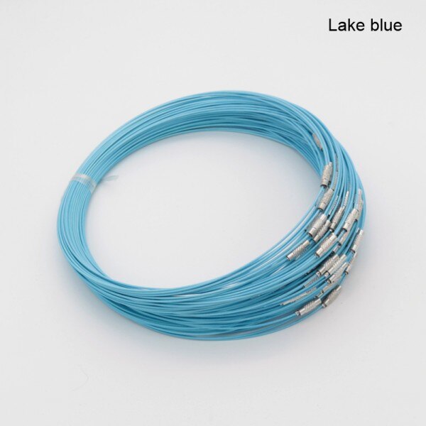 10 stücke 1mm 18inch draht halskette kragen choker kreis drehmomente schmuck hals-zubehör verschluss draht-kragen multi-farbe kupfer: lake blue