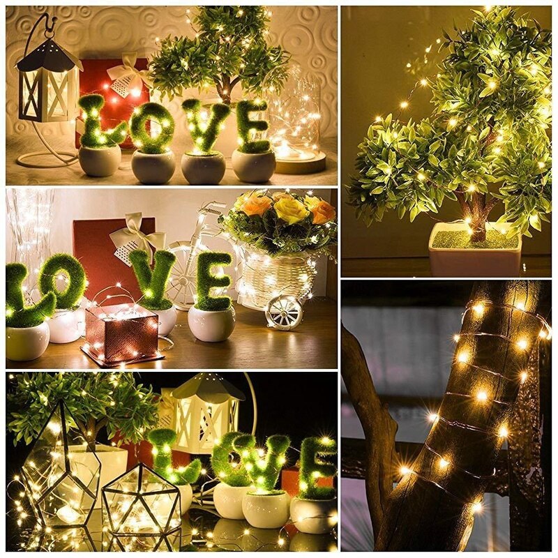2M 3M 20 30 LEDs Sternen Schnur batterie Lichter Gebühr Mikro LED transparent Kupfer Draht für Party Weihnachten hochzeit 10 farben