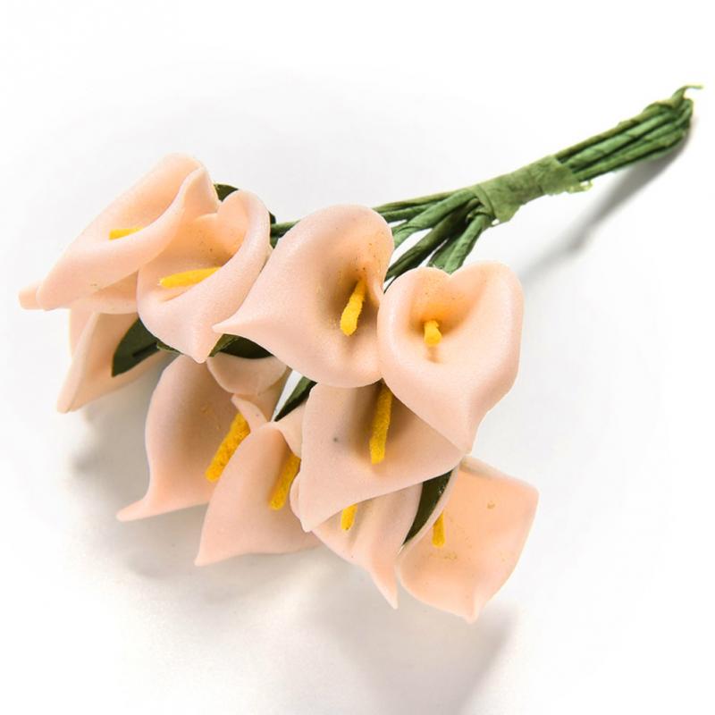 12pcs hoofd/set Kunstmatige Bloemen 8 Kleuren Calla Bridal Bruiloft Decoratie Boeket Hoofd PE Real Touch Kunstmatige bloem