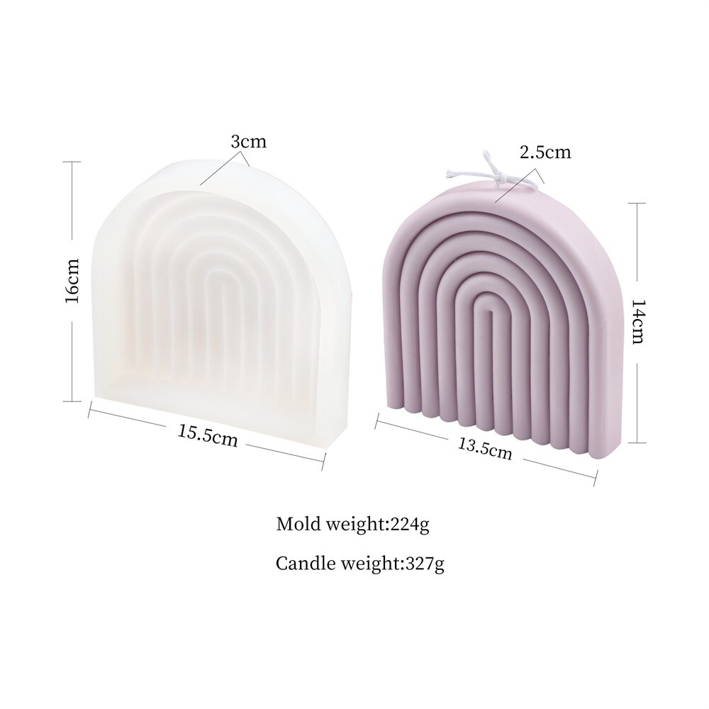 Geometric Rainbow Candle Mold Striped U-Shaped Silicone Mold Simple Lines Plaster Epoxy Mould Abstract Architectural Resin Tool: Candle Mold A