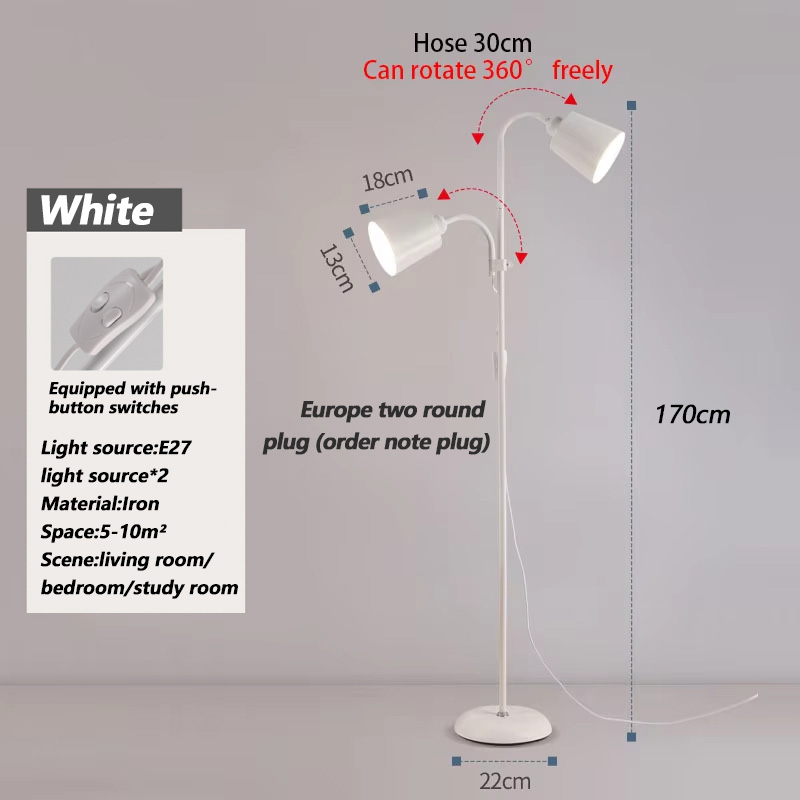 Gulvlampe med jernmaling,  e27 skruer, justerbar retning, tre farvetemperaturer, soveværelses-led-lys, 220v stk.: Brun / Hvid